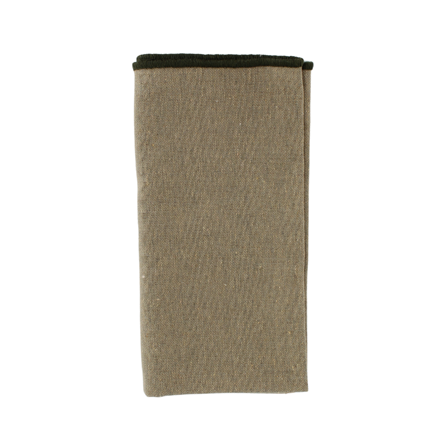 Stofserviet ( 40x40cm). Royal Grå m. Grøn Kant