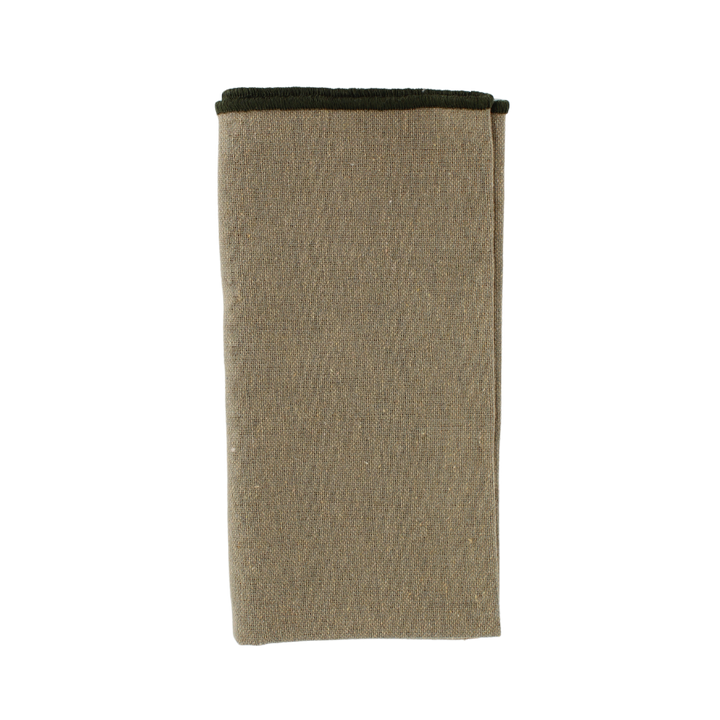 Stofserviet ( 40x40cm). Royal Grå m. Grøn Kant