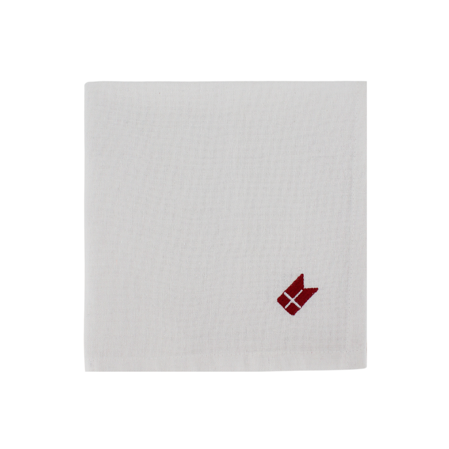 Stofserviet m. Broderet Dansk flag. (40x40cm) Hvid