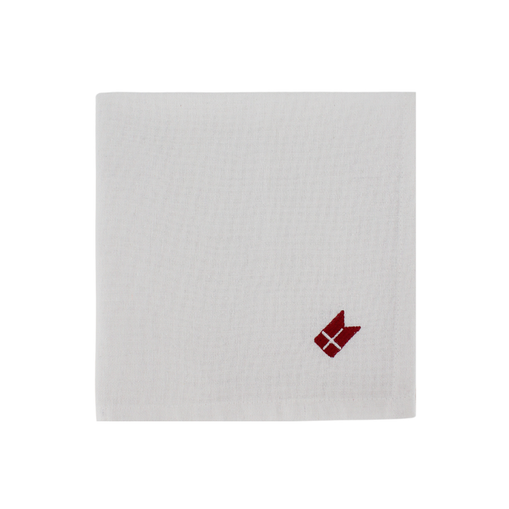 Stofserviet m. Broderet Dansk flag. (40x40cm) Hvid