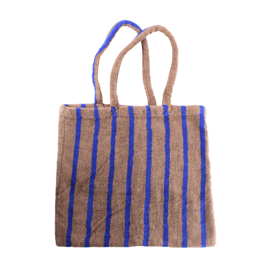 Totebag i Brun m. Striber 100% Bomuld