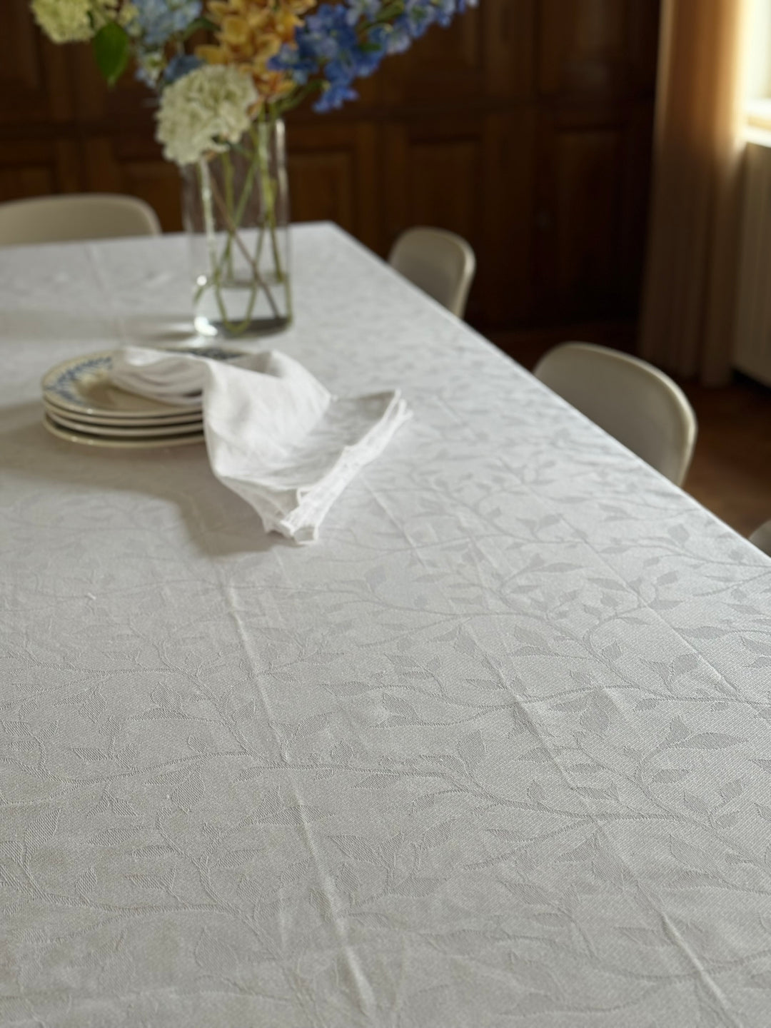 Dug i Jacquard METTE (140x320cm) Hvid