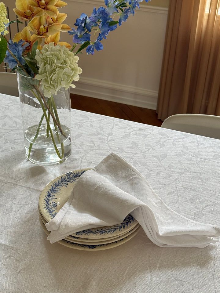 Dug i Jacquard METTE (140x320cm) Hvid