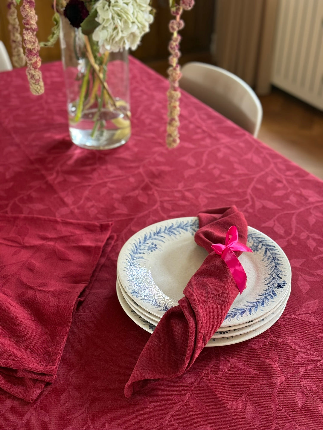 Stofserviet i Jacquard METTE (40x40cm) Kirsebær Rød