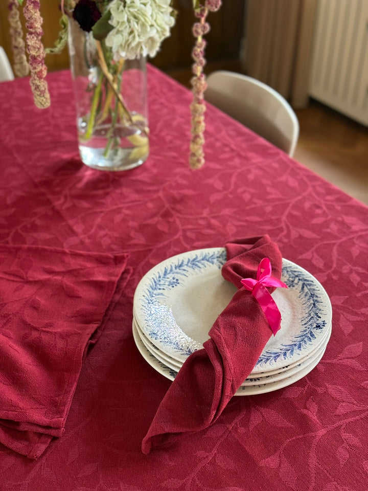 Stofserviet i Jacquard METTE (40x40cm) Kirsebær Rød