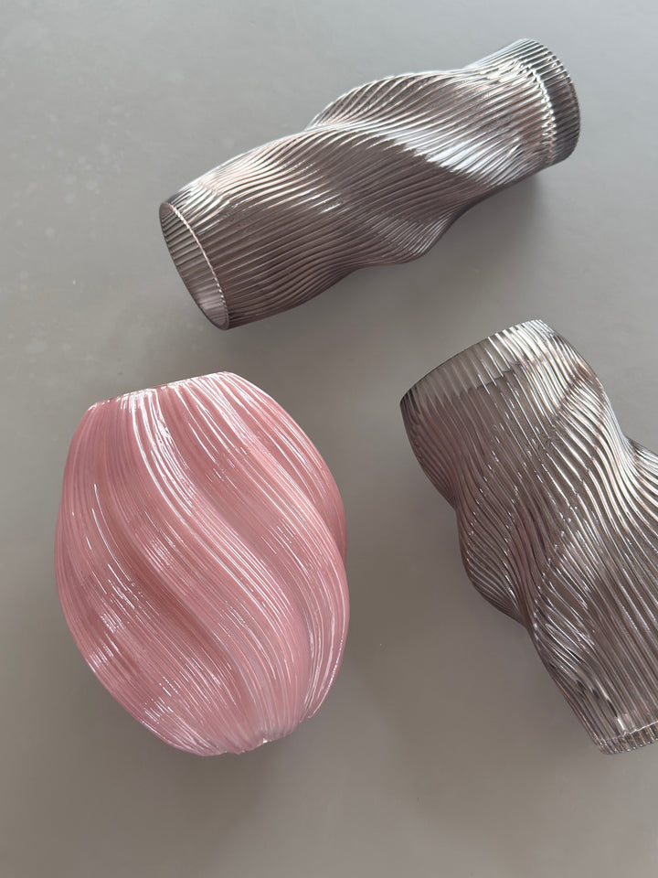 Glas Vase ANJO (H 30cm) Grå