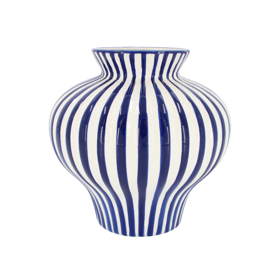 BETSY Vase (Ø 21 x 21cm) Blå/Hvid Stribe