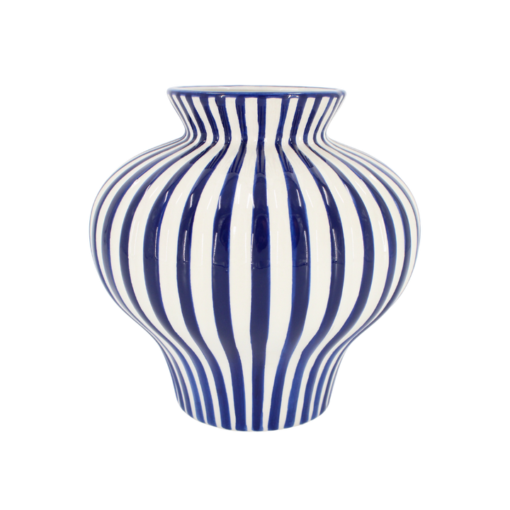 BETSY Vase (Ø 21 x 21cm) Blå/Hvid Stribe