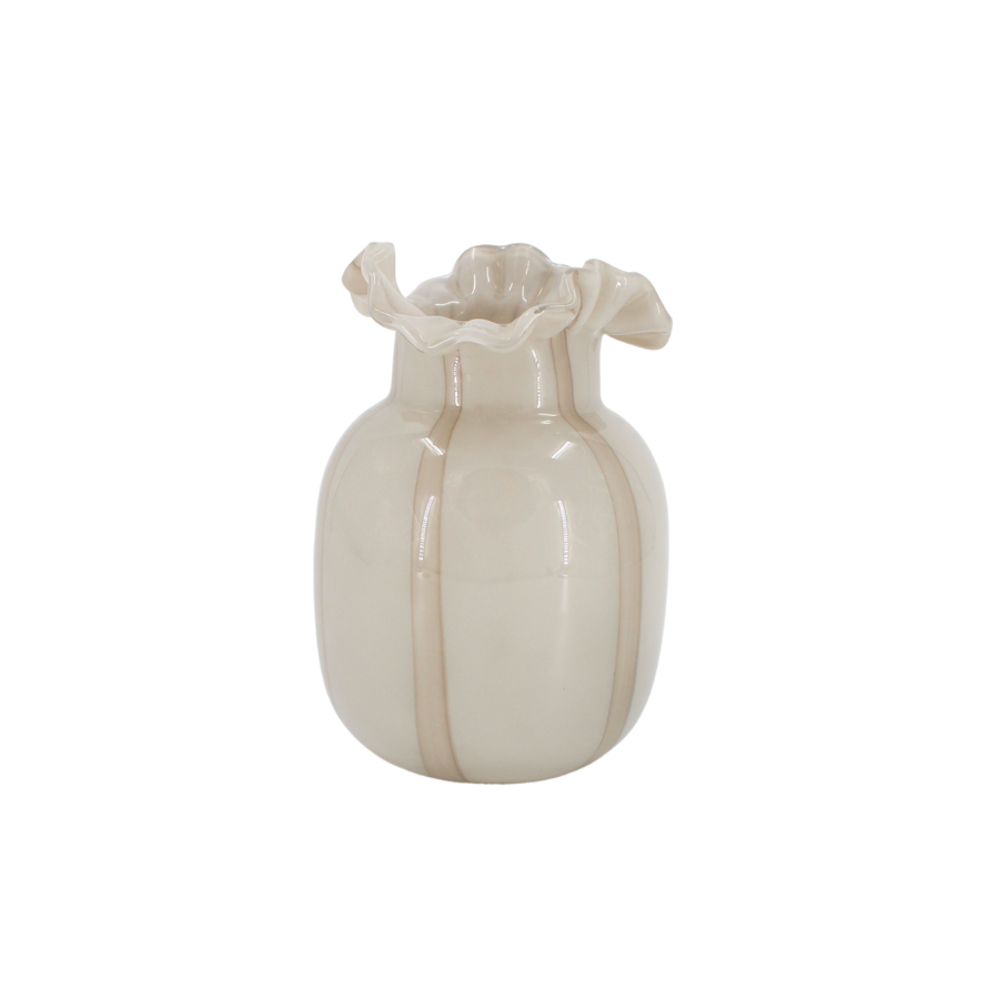 BIAK Vase (Ø16,5x21,5 cm)  Lysegrå m Stribe