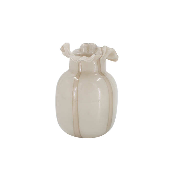 BIAK Vase (Ø16,5x21,5 cm)  Lysegrå m Stribe