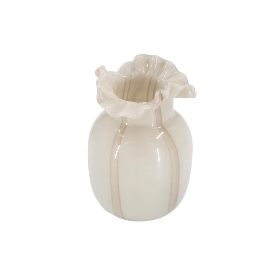 BIAK Vase (Ø16,5x21,5 cm)  Lysegrå m Stribe