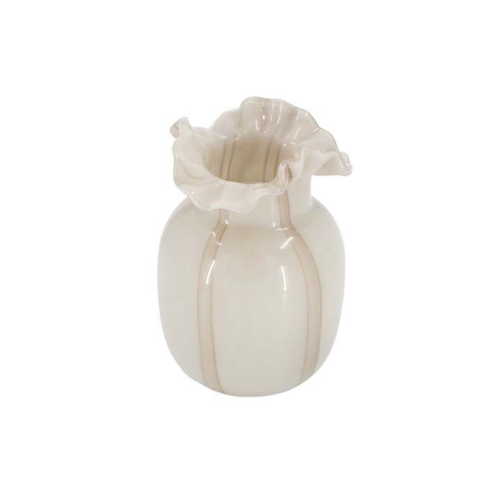 BIAK Vase (Ø16,5x21,5 cm)  Lysegrå m Stribe