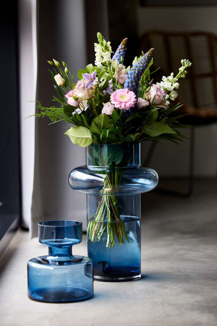 Lyngby Tube Vase (H:30cm). Dark Blue