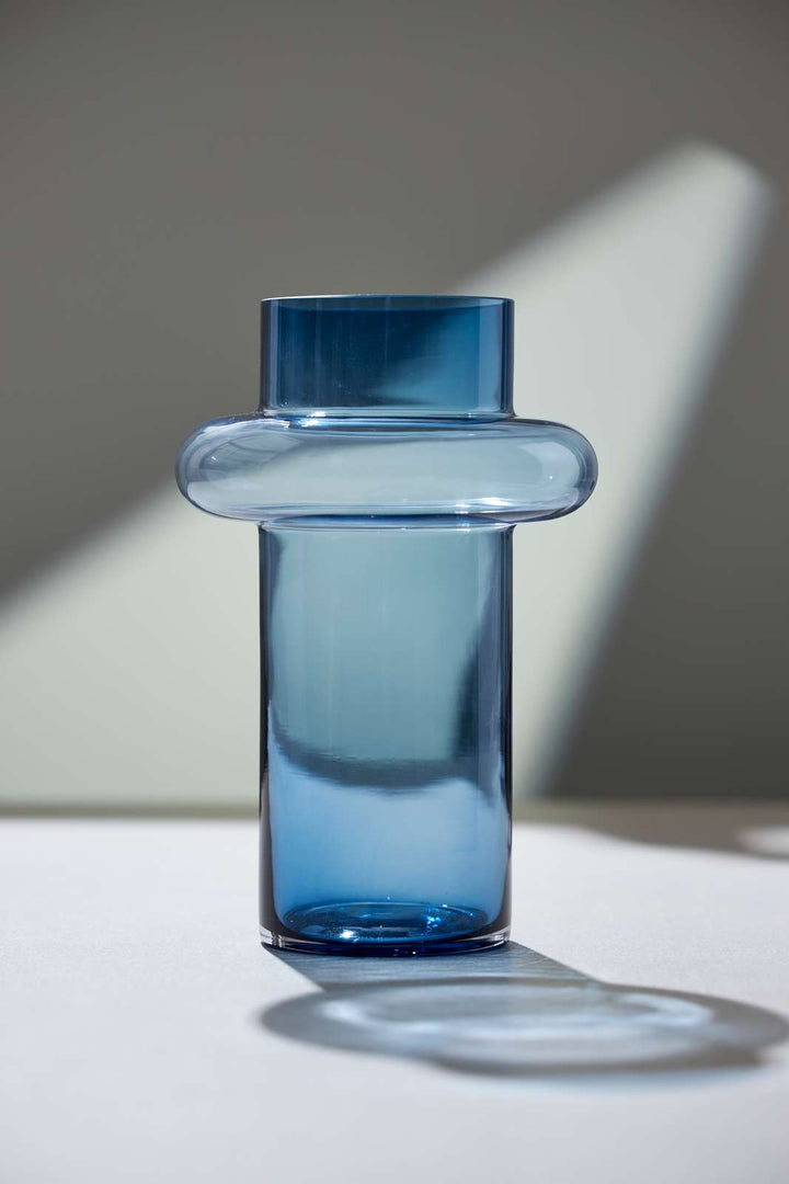 Lyngby Tube Vase (H:25cm). Dark Blue