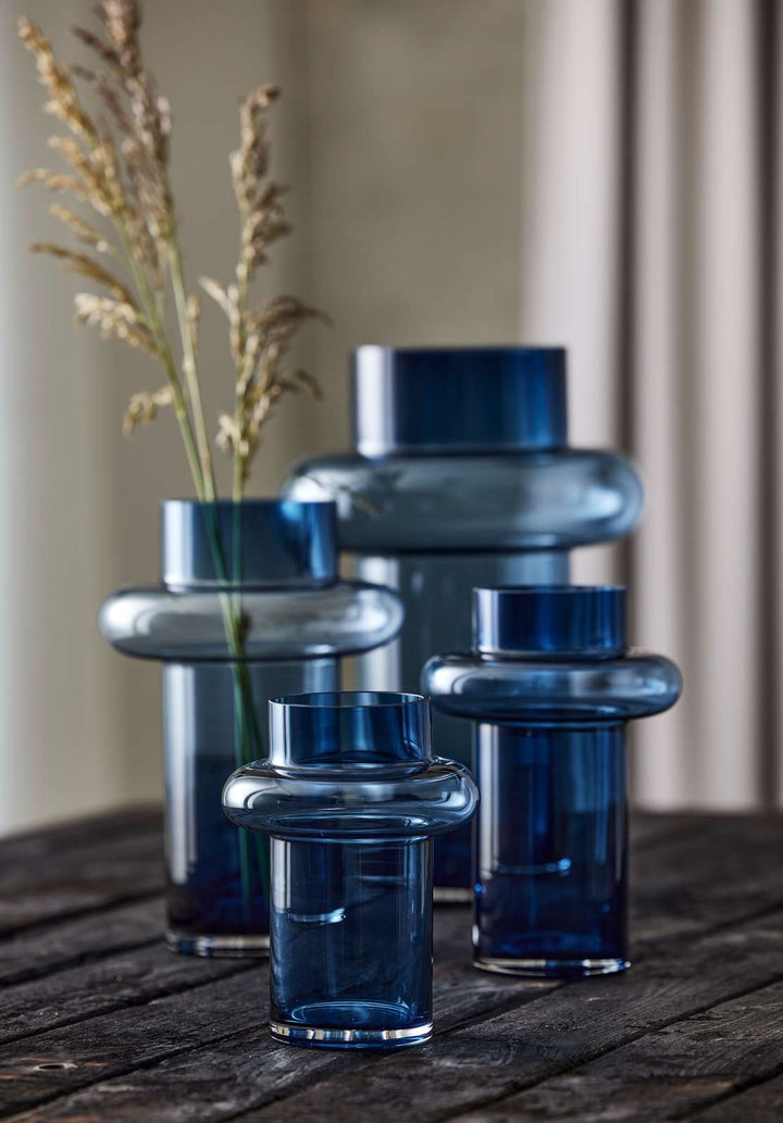 Lyngby Tube Vase (H:25cm). Dark Blue