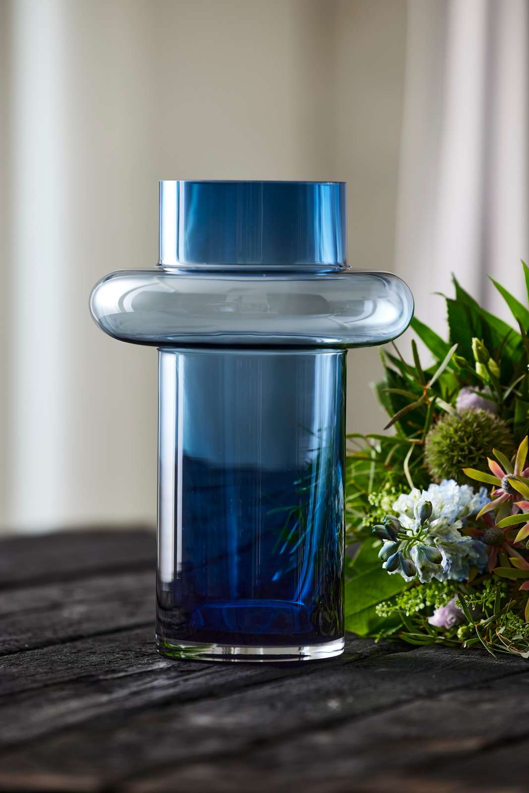 Lyngby Tube Vase (H:30cm). Dark Blue