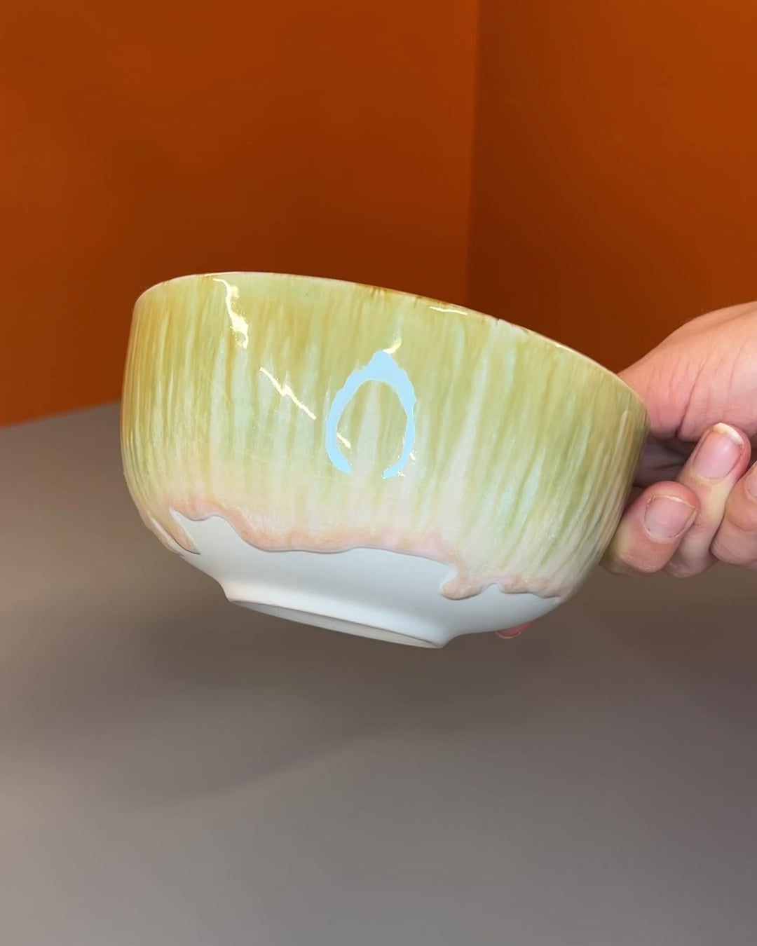 ASTA skål m/løbeglasur rosa