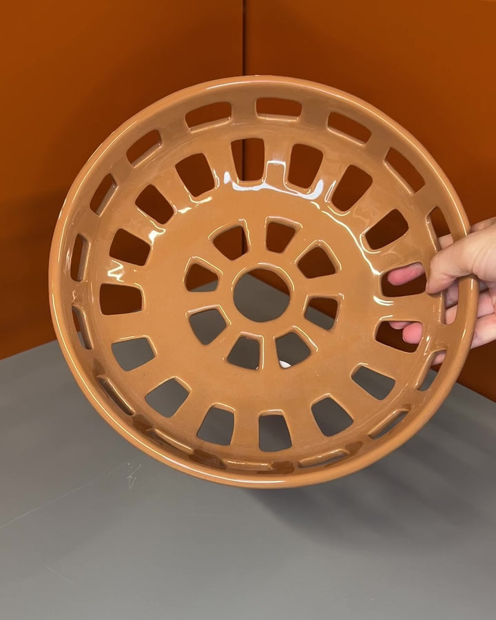 Keramisk skål, brun Ø27xH7cm