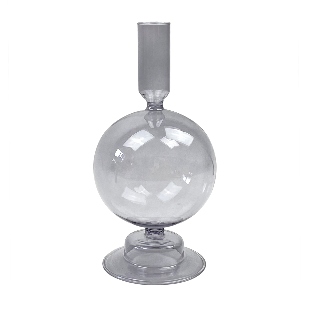 Glas Lysestage - Grå (H:20,5cm)
