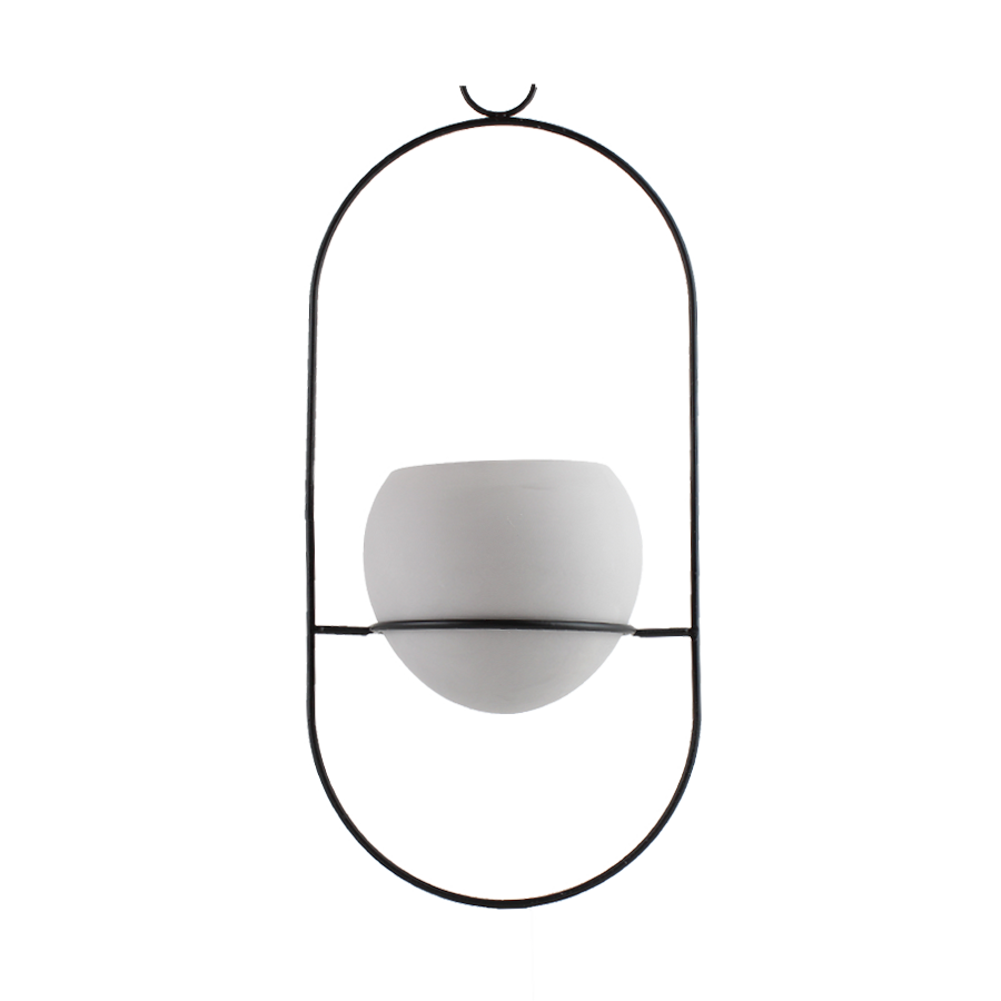 Kera Hængepotte i Soft Grey/Black (Ø14,5cm)