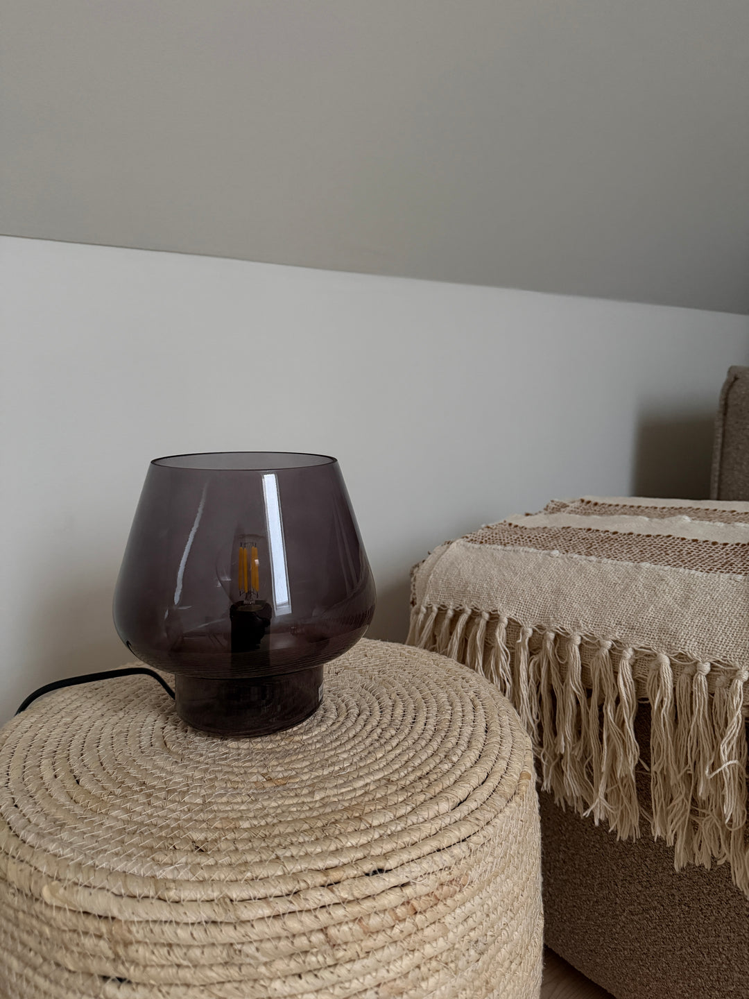 Glas Bordlampe 16,5x 14cm. Smoked