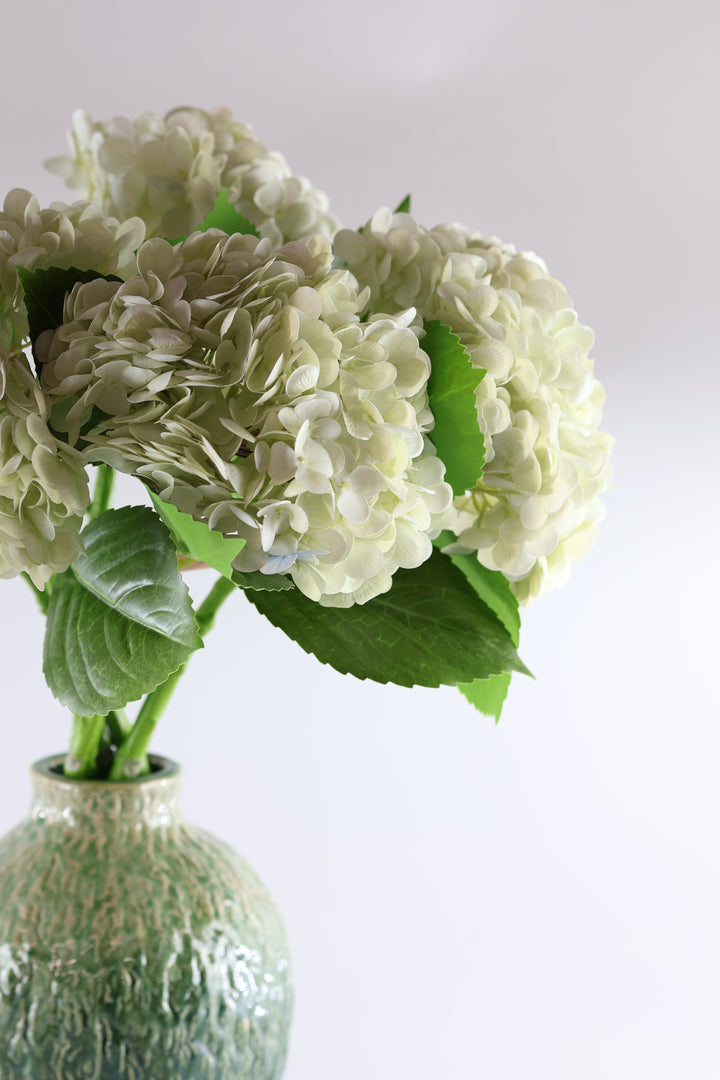 3 stk. Hortensia Blomster i Hvid (H55cm)