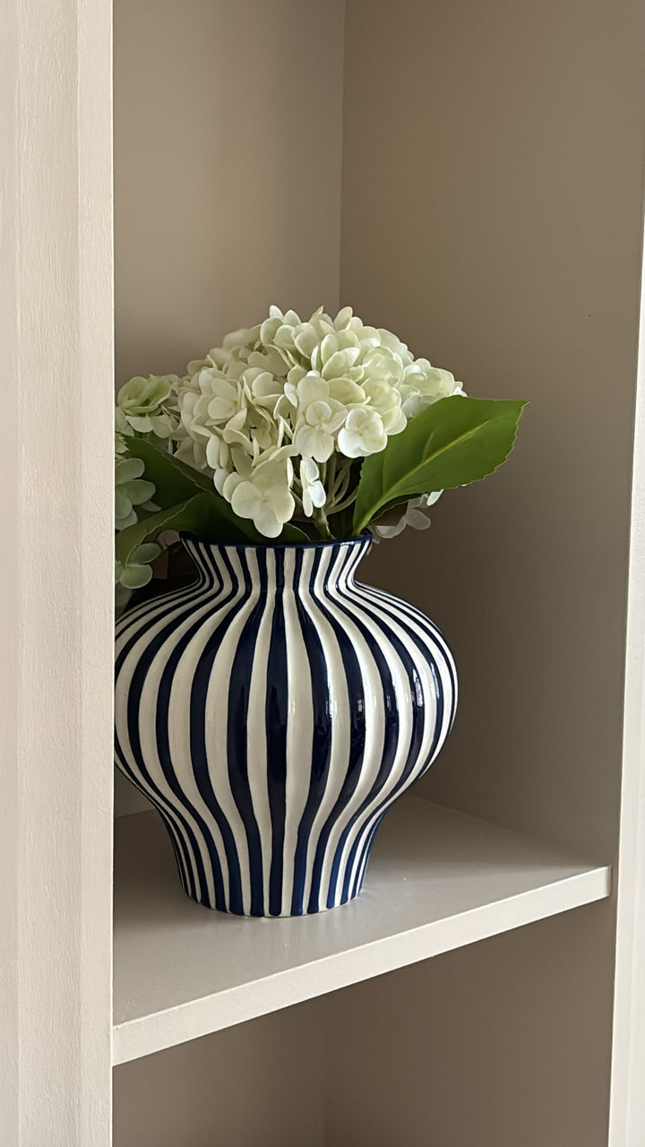 Keramik Vase BETSY i Blå/Hvid (Ø21 x H21cm)