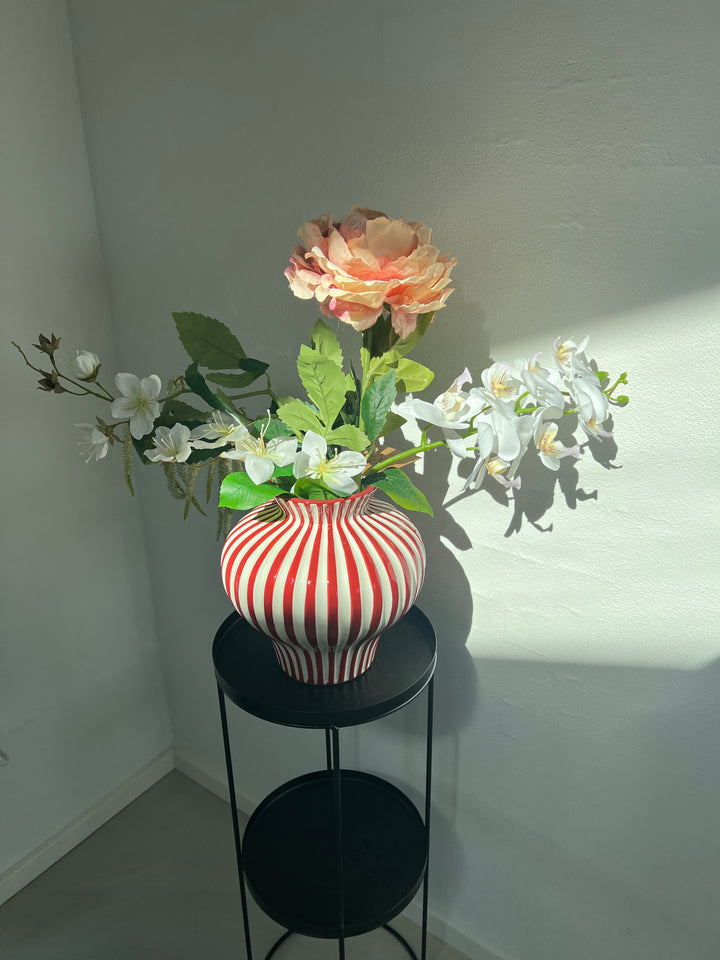BETSY Vase m. Burgandy Stribe  (Ø 21 x 21cm)