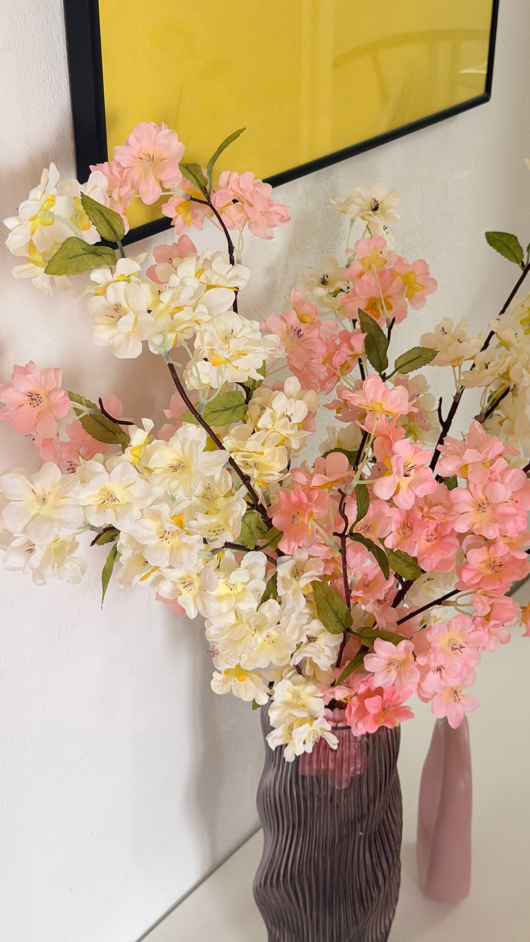 Evighedsbuket Ferskenblomst i Hvid og Lyserød (H105cm)