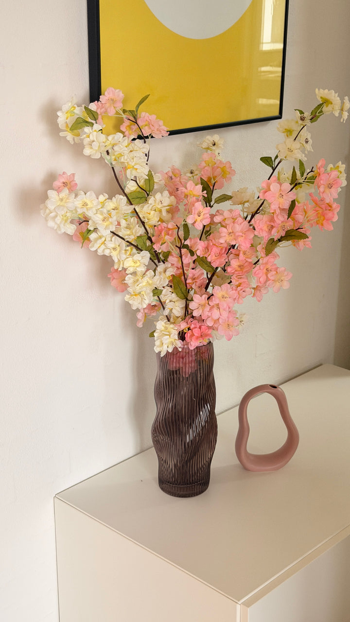 Evighedsbuket Ferskenblomst i Hvid og Lyserød (H105cm)