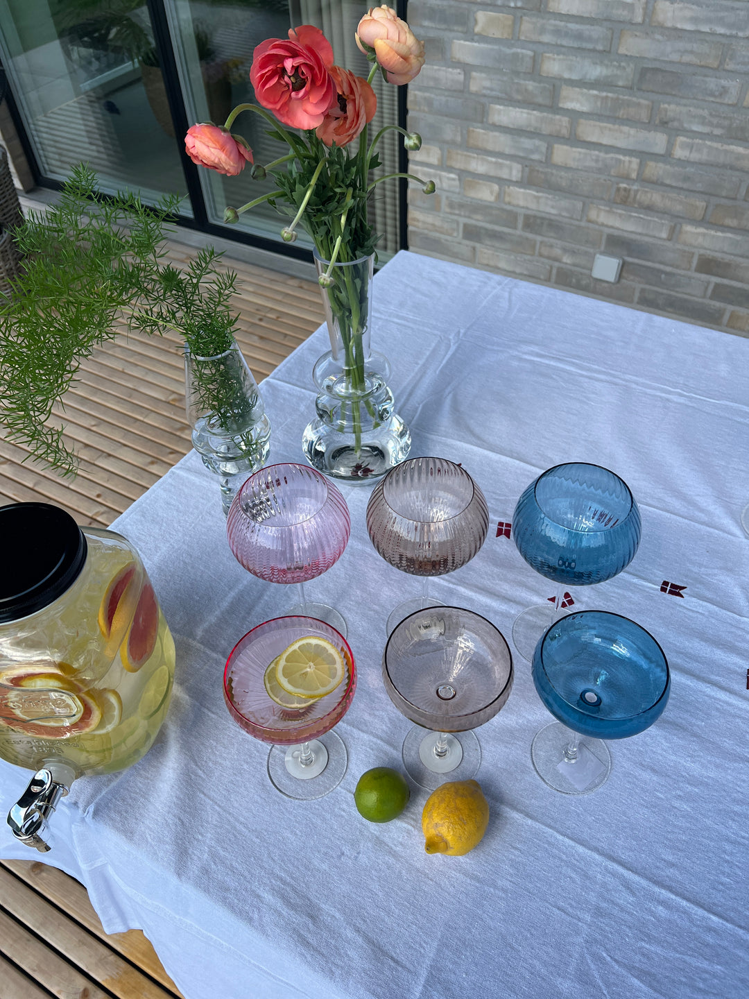 Cocktail Glas AILEEN  Blå m. Transparent Stem