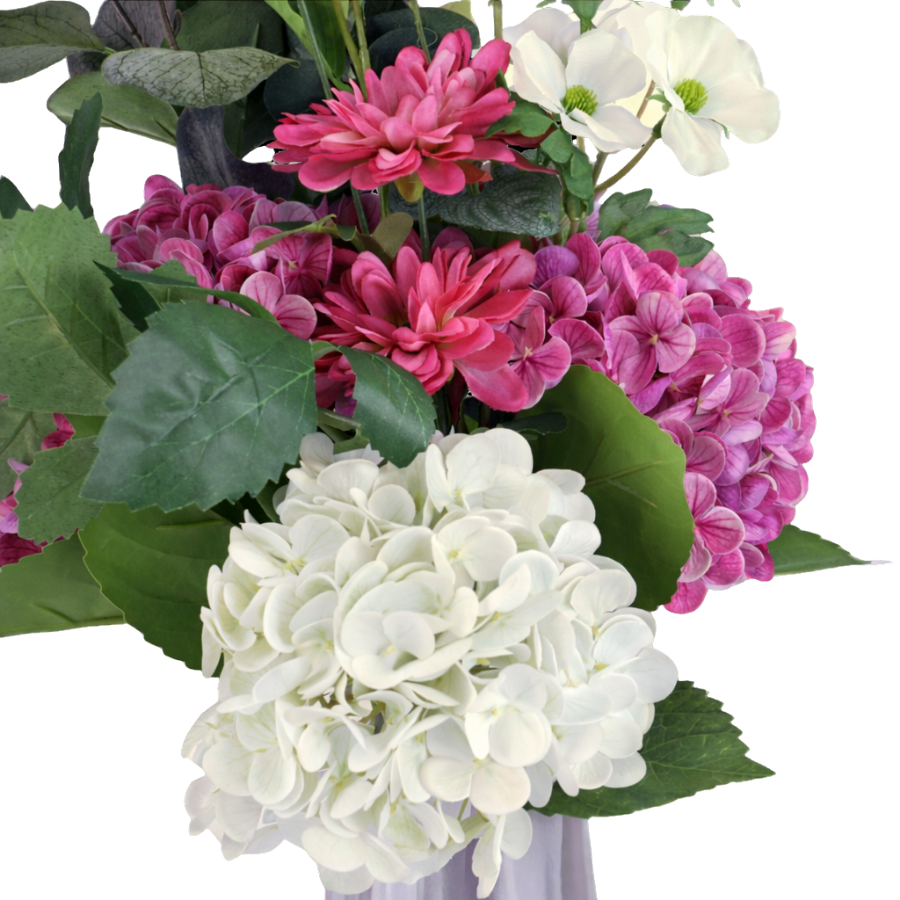 Evighedsbuket med Lyserød Hortensia og Eucalyptus