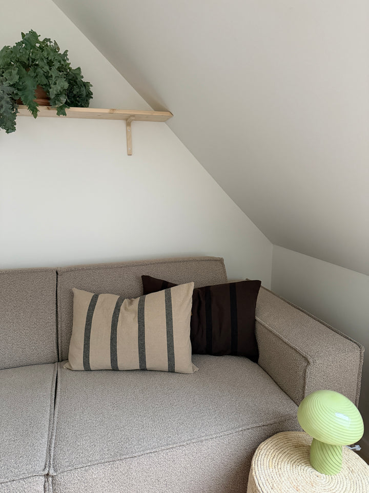 Pudebetræk i Camel m Sort Stribe CANE(40x60cm,)