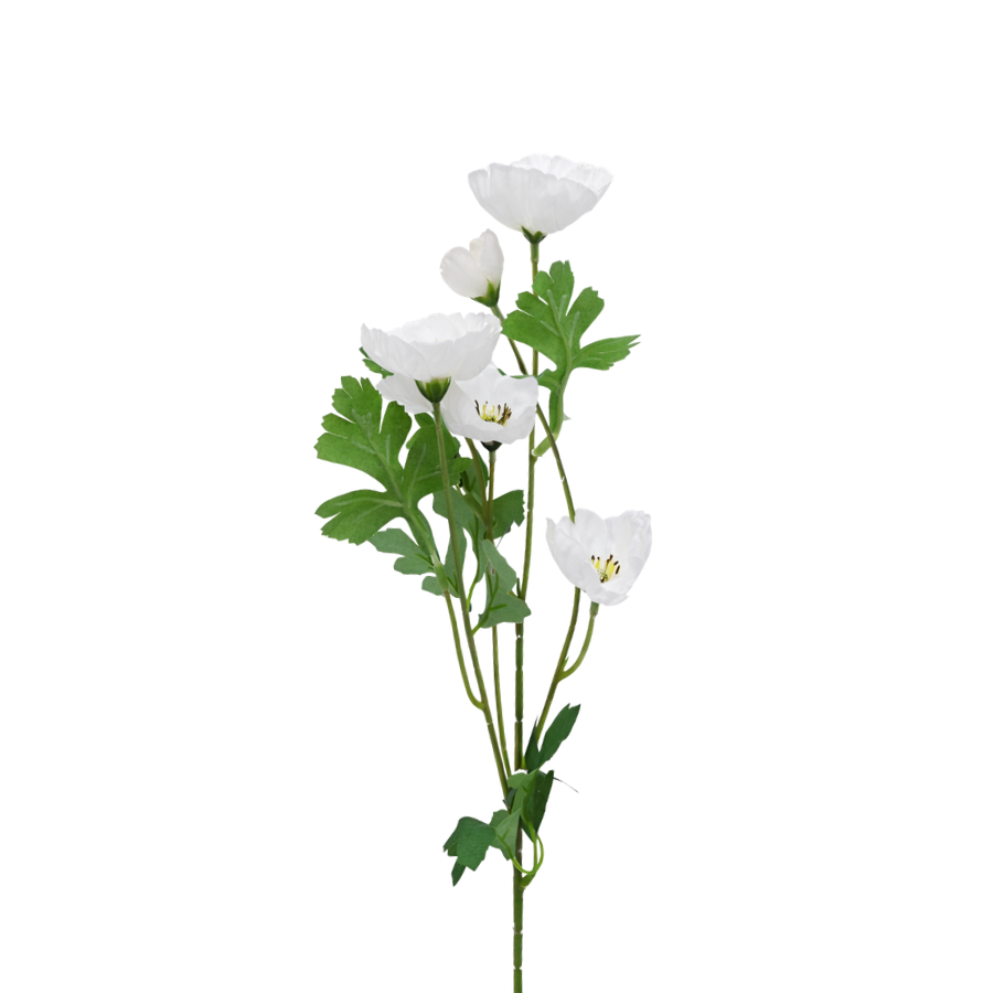 3 stk. Valmueblomster i Hvid (H40cm)