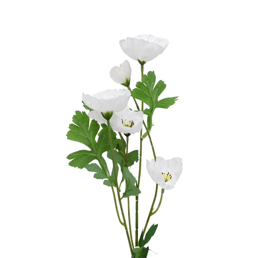 3 stk. Valmueblomster i Hvid (H40cm)