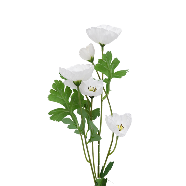 3 stk. Valmueblomster i Hvid (H40cm)