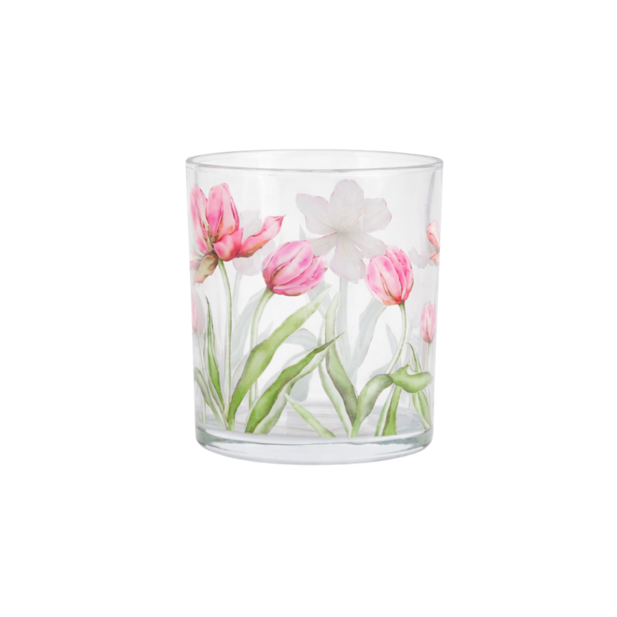 Fyrfadsstage m Blomst MEXI (Ø8,8x10cm)