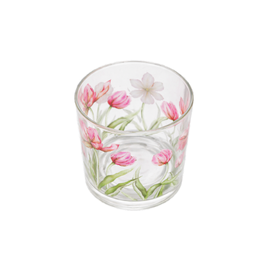 Fyrfadsstage m Blomst MEXI (Ø8,8x10cm)