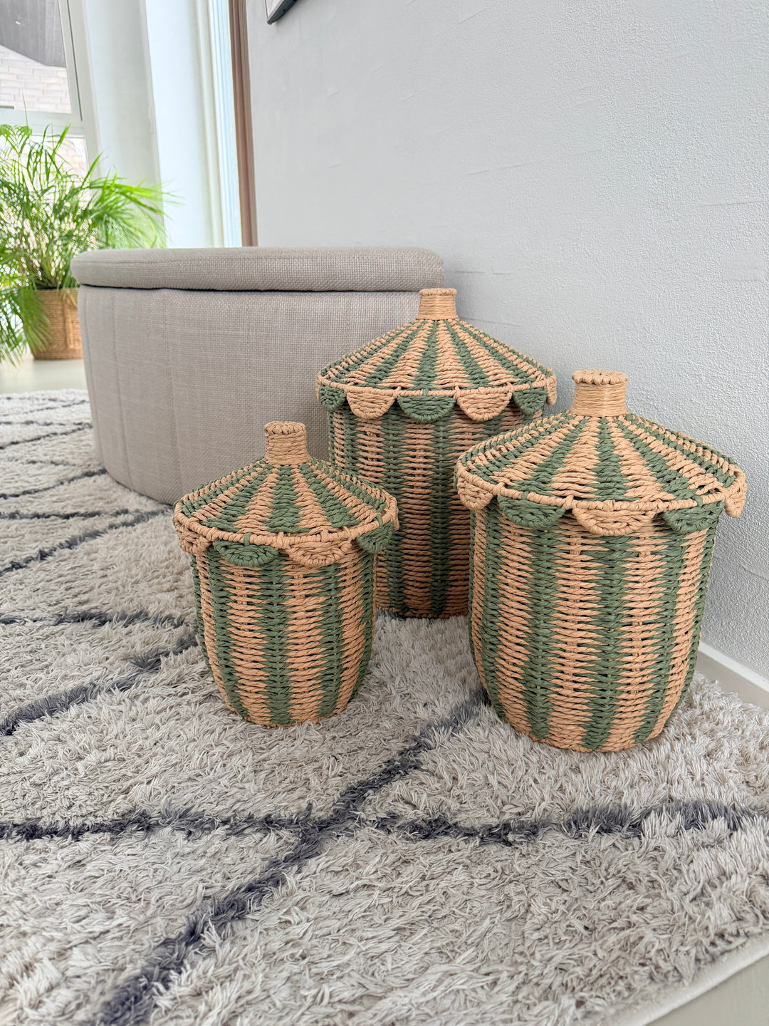 Kurve Medium ( Ø 24,5x 31,5cm) Natur og Grøn