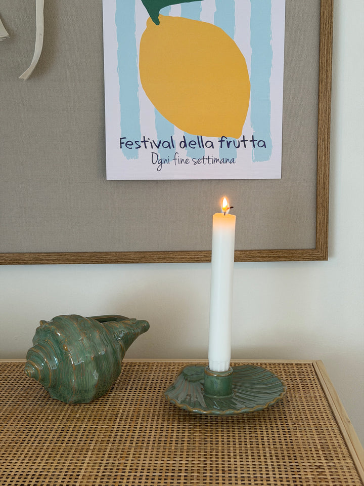 Konkylieformet keramikpotte 14x10,7x9,4 cm Grøn