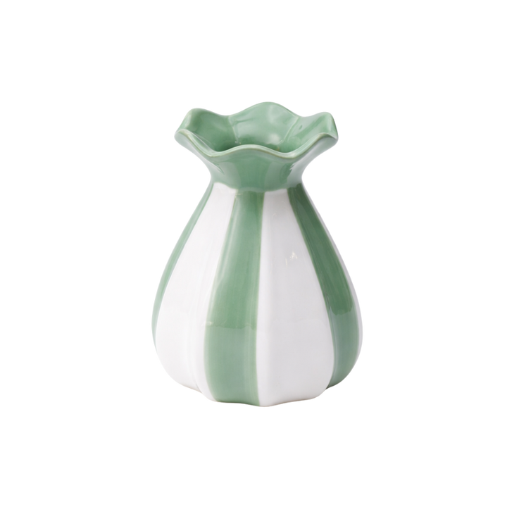 Vase m Grøn stribe (10,9x7x12 cm) Grøn
