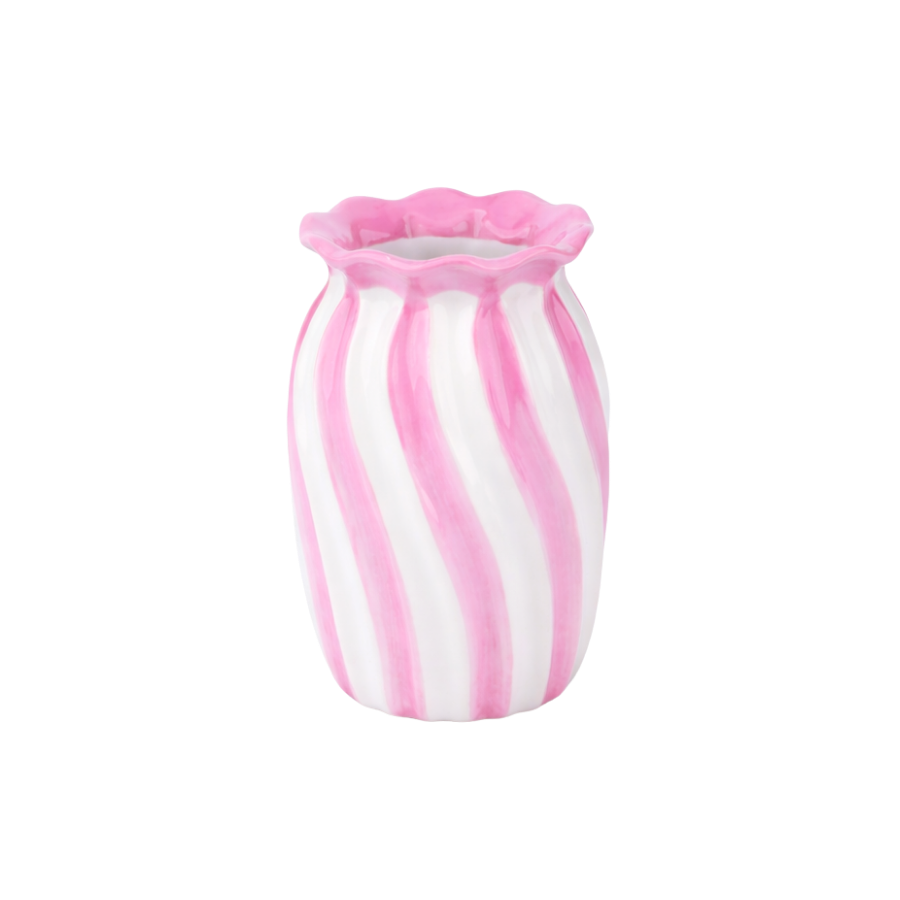 Vase m Lyserød stribe (10,9x7x12 cm)
