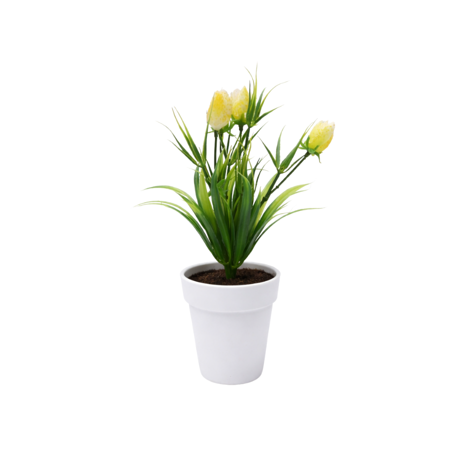 Kunstig plante Tulipanknopper  (H 21cm) Gul