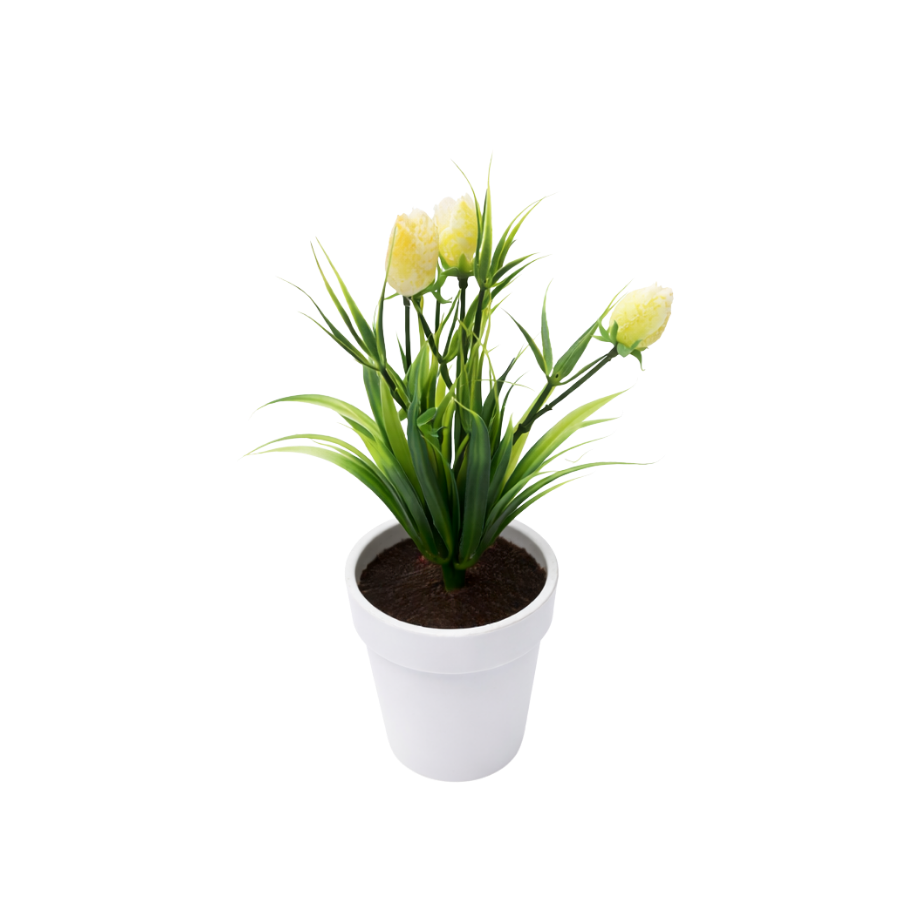 Kunstig plante Tulipanknopper  (H 21cm) Gul