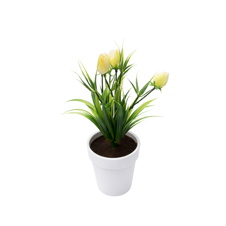 Kunstig plante Tulipanknopper  (H 21cm) Gul