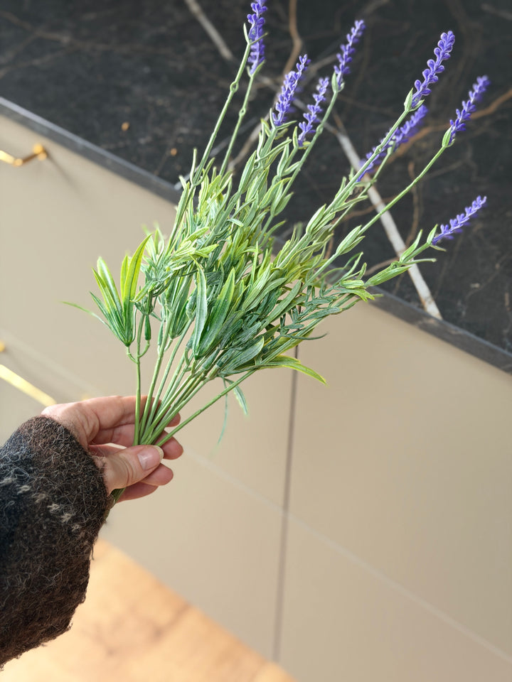 3 stk. Kunstig plante Lavendel i Grøn/Lilla (H 38cm)