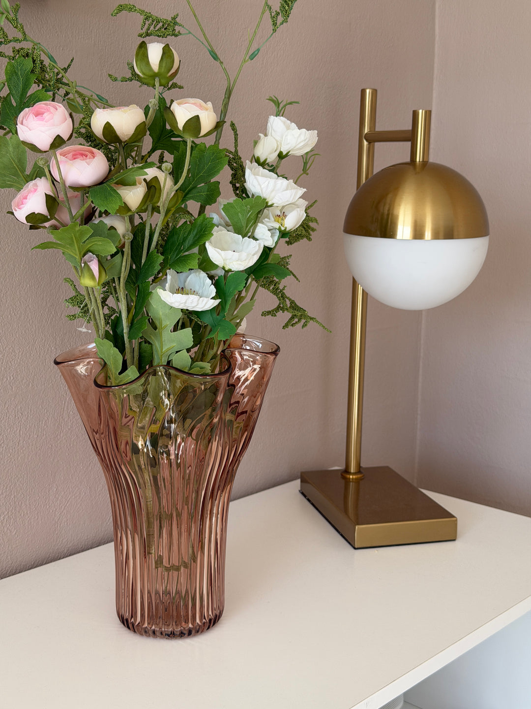 Vase Glas EDELYN  (Ø19,5 x 25,5cm) Lyserød