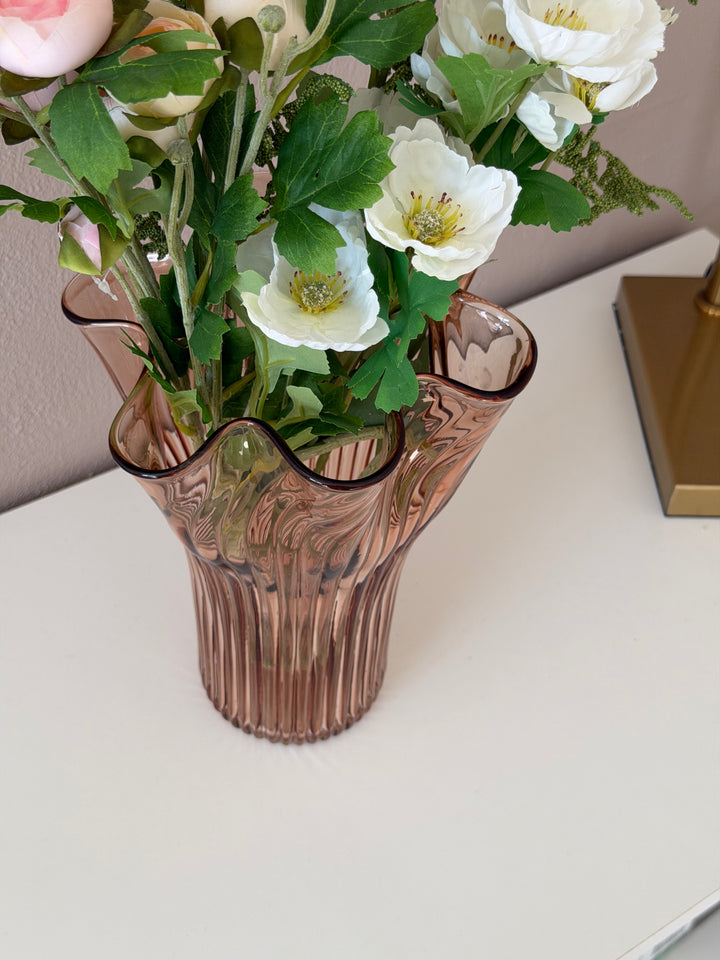 Vase Glas EDELYN  (Ø19,5 x 25,5cm) Lyserød