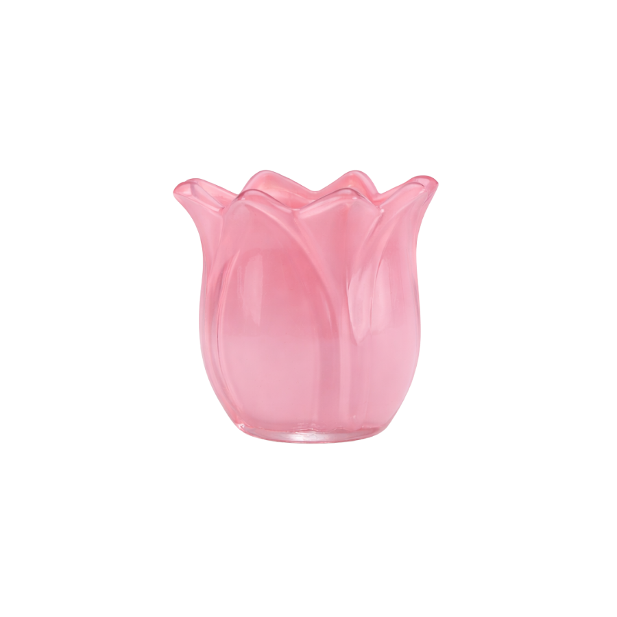Fyrfadsstage i Glas  EDEL (Ø8 x7,5cm) Lyserød