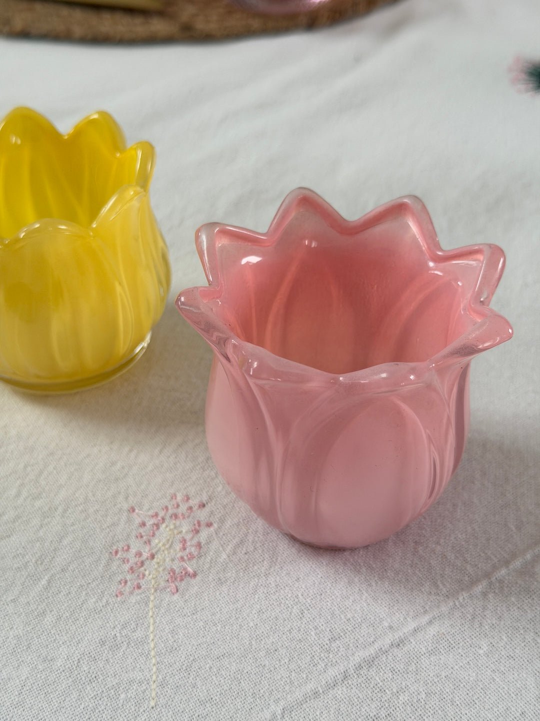 Fyrfadsstage i Glas  EDEL (Ø8 x7,5cm) Lyserød